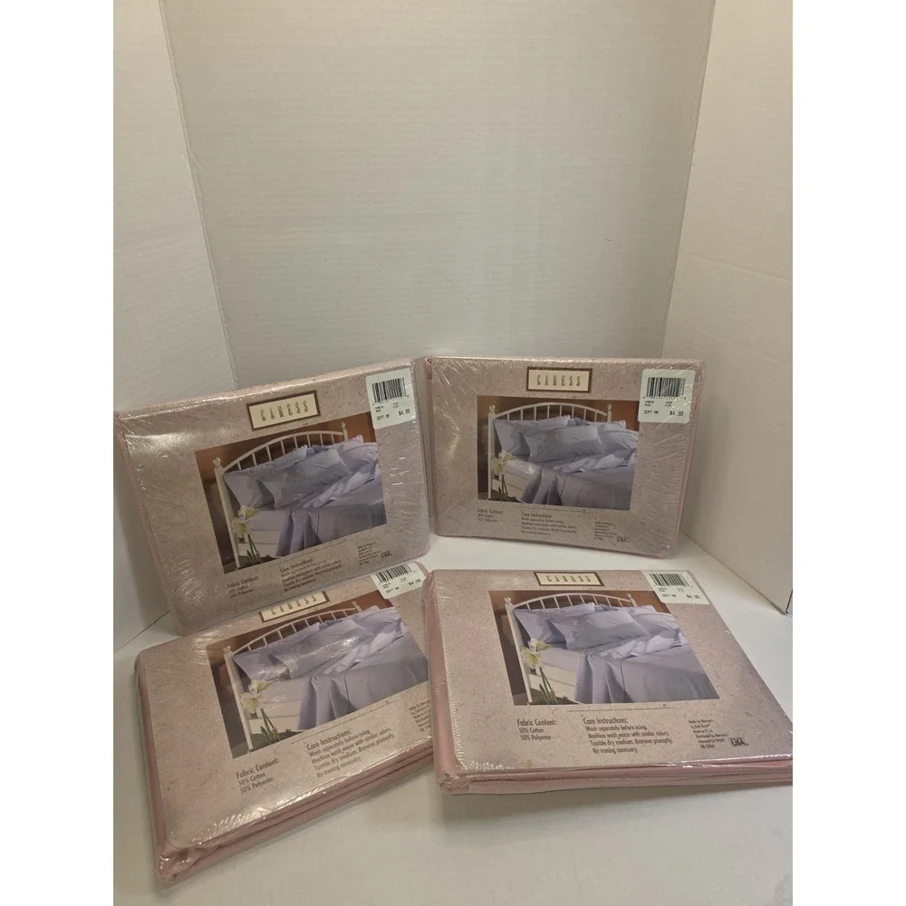 Vintage Mervyns Caress Lt Pink Twin Flat Sheet Lot Of 4  66 X 96 New Old Stock
